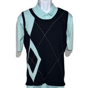 Greg Norman Men's Golf Country Club Sweater Vest Pima Cotton Size Large‎ Argyle